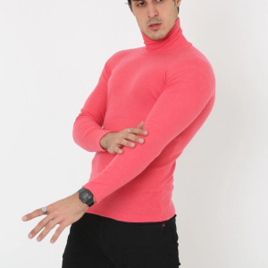 Erkek Fitilli Kaşkorse Kumaş Boğazlı Full Likralı Slimfit Body – Pembe