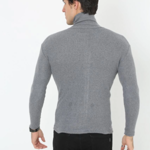 Erkek Fitilli Kaşkorse Kumaş Boğazlı Full Likralı Slimfit Body – Füme