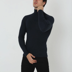 Erkek Fitilli Kaşkorse Kumaş Boğazlı Full Likralı Slimfit Body – Siyah
