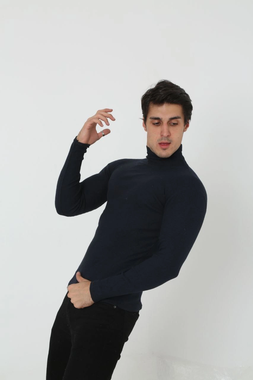 Erkek Fitilli Kaşkorse Kumaş Boğazlı Full Likralı Slimfit Body – Siyah