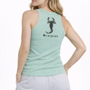 Kadın Fitilli Atlet Sıfır Yaka Slim Fit Arka Baskılı Spor Atlet – Mint Yeşili