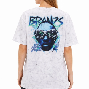 Kadın Asit Yıkamalı Oversize Tişört Bisiklet Yaka Kısa Kol T-shirt – Beyaz