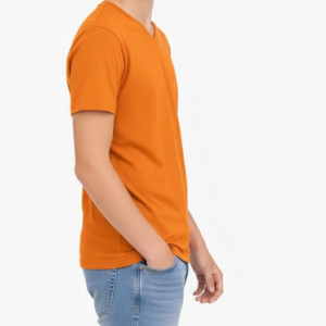 Genç Erkek Çocuk V Yaka Tişört Model – Turuncu