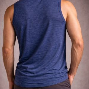 Erkek Flamlı Kumaş Kolsuz Atlet Günlük Fitness Spor T-Shirt – İndigo