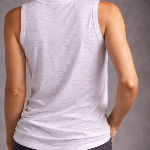 Kadın Flamlı Kumaş Kolsuz Atlet Günlük Fitness Spor T-Shirt – Beyaz