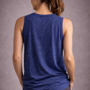 Kadın Flamlı Kumaş Kolsuz Atlet Günlük Fitness Spor T-Shirt – İndigo