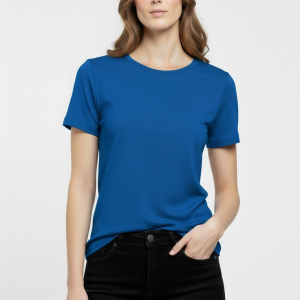 Kadın T-Shirt Bisiklet Yaka Slim Fit Likralı Tişört Yazlık Basic Body – İndigo