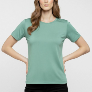 Kadın T-Shirt Bisiklet Yaka Slim Fit Likralı Tişört Yazlık Basic Body – Mint Yeşili