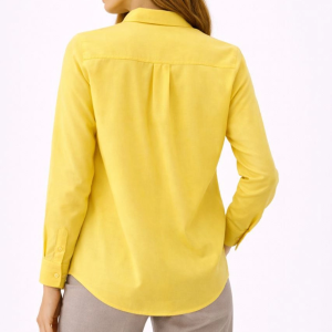 Kadın Uzun Kol Gömlek Düğmeli Klasik Yaka Günlük ve Ofis Şıklığına uygun – Sarı