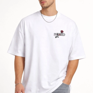 Erkek Kısa Kol Yazlık Tişört Bisiklet Yaka Baskılı Oversize T-Shirt – Beyaz