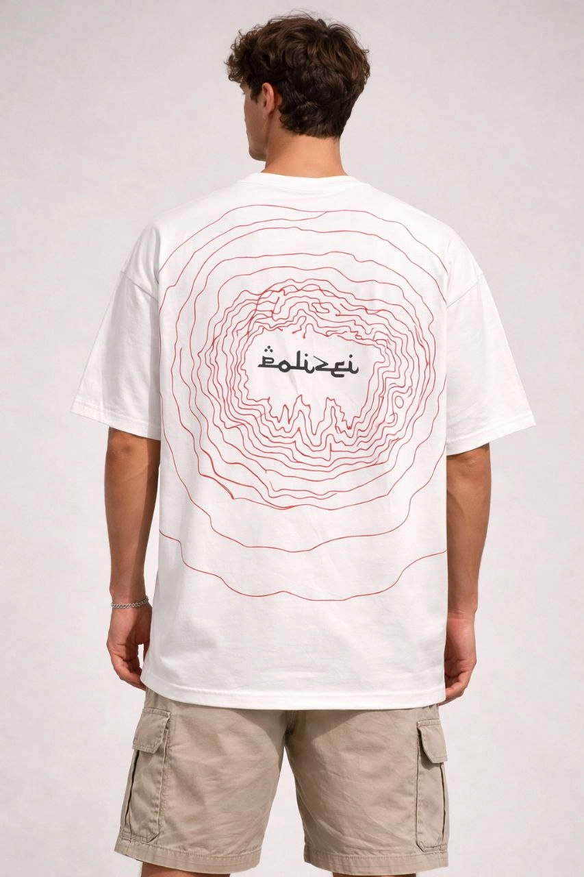 Erkek Kısa Kol Yazlık Tişört Bisiklet Yaka Baskılı Oversize T-Shirt – Beyaz