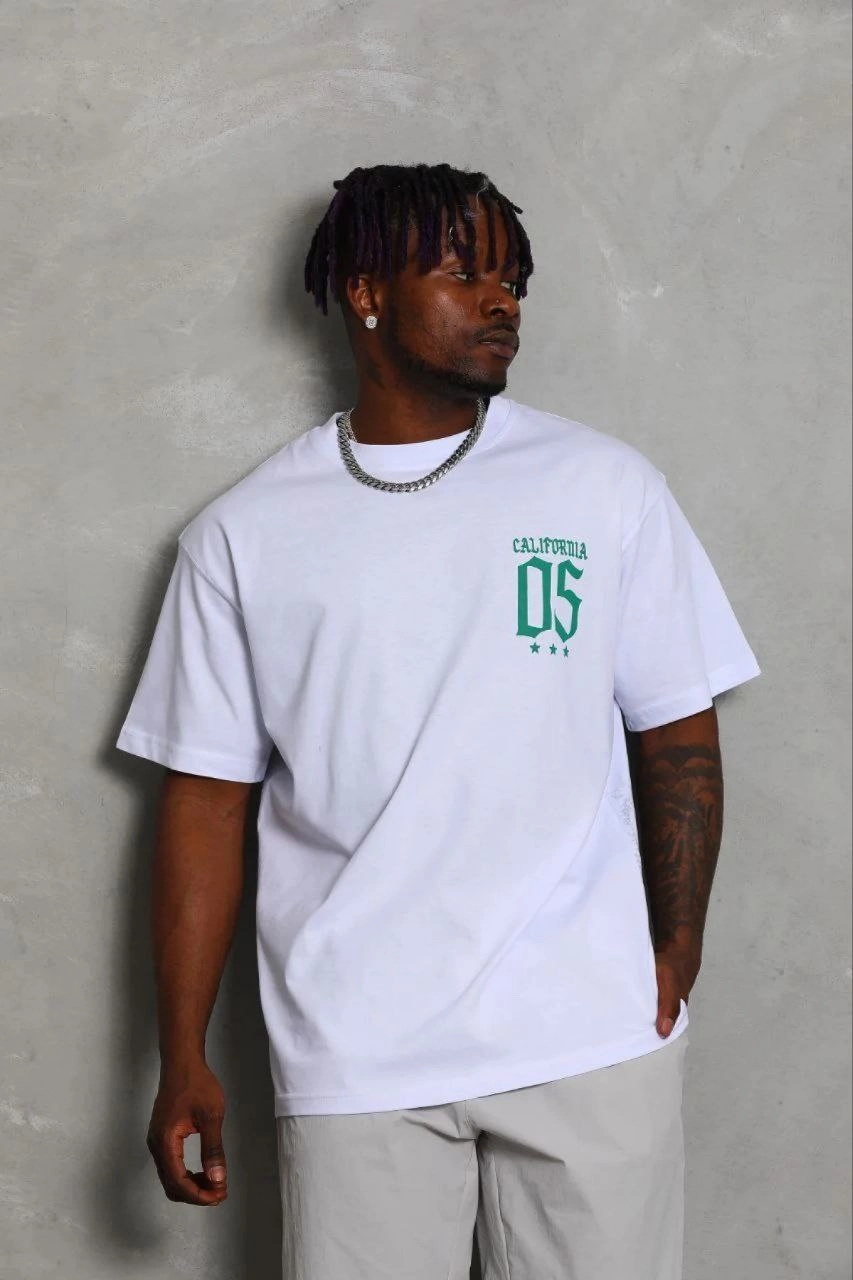 Erkek Baskılı T-Shirt Kısa Kol Bisiklet Yaka Regular Fit Tişört – Beyaz