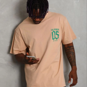 Erkek Baskılı T-Shirt Kısa Kol Bisiklet Yaka Regular Fit Tişört – Bej