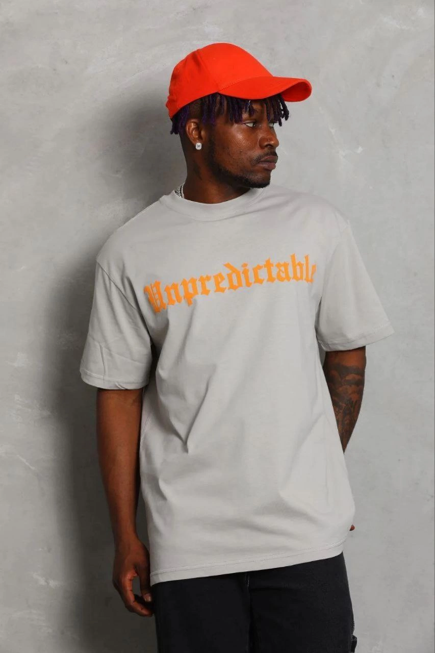 Erkek Baskılı T-Shirt Kısa Kol Bisiklet Yaka Regular Fit Tişört – Gri