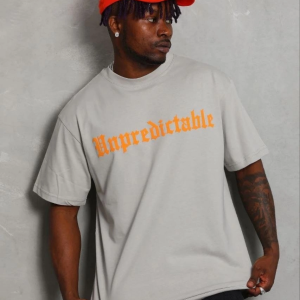 Erkek Baskılı T-Shirt Kısa Kol Bisiklet Yaka Regular Fit Tişört – Gri