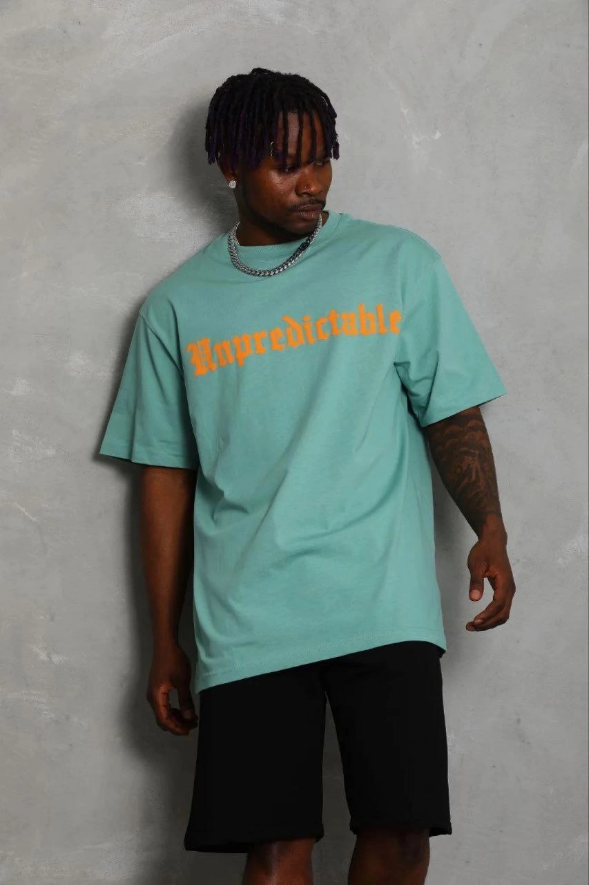 Erkek Baskılı T-Shirt Kısa Kol Bisiklet Yaka Regular Fit Tişört – Mint Yeşili