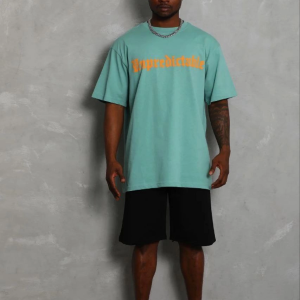 Erkek Baskılı T-Shirt Kısa Kol Bisiklet Yaka Regular Fit Tişört – Mint Yeşili
