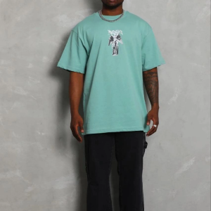 Erkek Baskılı T-Shirt Kısa Kol Bisiklet Yaka Regular Fit Tişört – Mint Yeşili