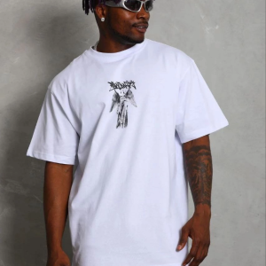 Erkek Baskılı T-Shirt Kısa Kol Bisiklet Yaka Regular Fit Tişört – Beyaz