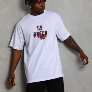Erkek Baskılı T-Shirt Kısa Kol Bisiklet Yaka Regular Fit Tişört – Beyaz