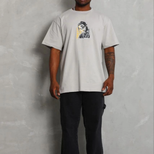 Erkek Baskılı T-Shirt Kısa Kol Bisiklet Yaka Regular Fit Tişört – Gri
