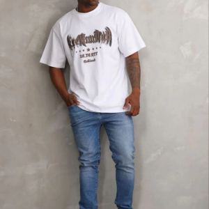 Erkek Baskılı T-Shirt Kısa Kol Bisiklet Yaka Regular Fit Tişört – Beyaz