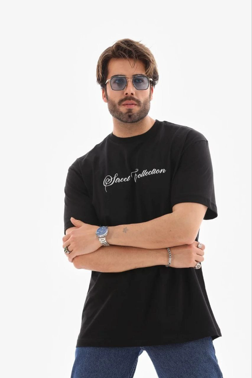 Erkek Baskılı T-Shirt Kısa Kol Bisiklet Yaka Regular Fit Tişört – Siyah