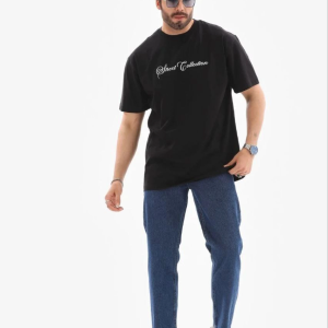 Erkek Baskılı T-Shirt Kısa Kol Bisiklet Yaka Regular Fit Tişört – Siyah