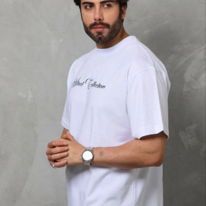 Erkek Baskılı T-Shirt Kısa Kol Bisiklet Yaka Regular Fit Tişört – Beyaz
