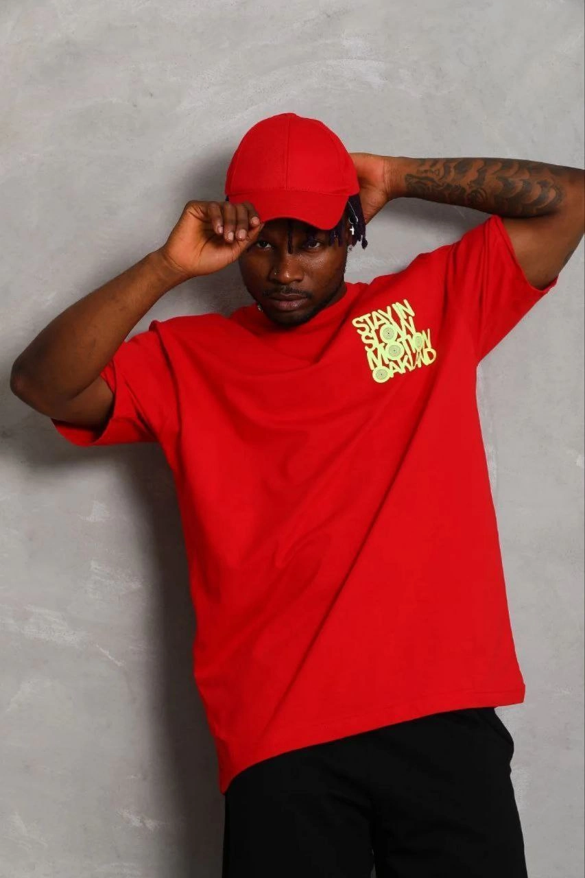 Erkek Baskılı T-Shirt Kısa Kol Bisiklet Yaka Regular Fit Tişört – Kırmızı