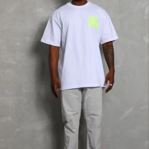 Erkek Baskılı T-Shirt Kısa Kol Bisiklet Yaka Regular Fit Tişört – Beyaz