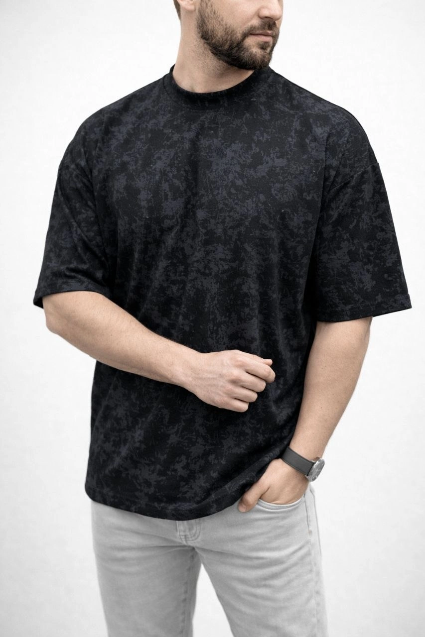 Erkek Premium Tişört OSY Yumuşak Dokulu Yıkamalı Oversize T-Shirt – Siyah