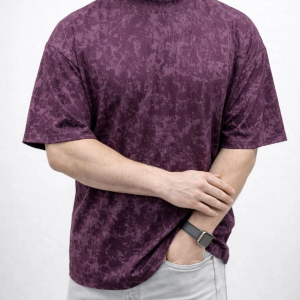 Erkek Premium Tişört OSY Yumuşak Dokulu Yıkamalı Oversize T-Shirt – Bordo
