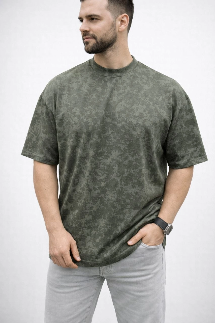 Erkek Premium Tişört OSY Yumuşak Dokulu Yıkamalı Oversize T-Shirt – Haki