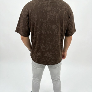 Erkek Premium Tişört OSY Yumuşak Dokulu Yıkamalı Oversize T-Shirt – Kahverengi
