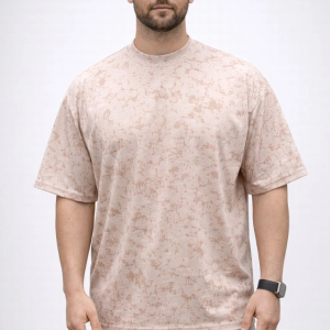 Erkek Premium Tişört OSY Yumuşak Dokulu Yıkamalı Oversize T-Shirt – Bej