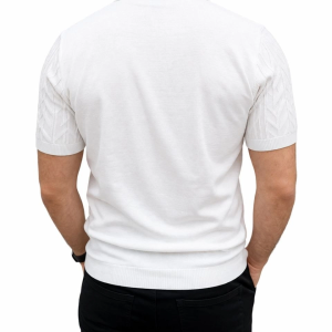 Erkek Yazlık Triko Tişört Kısa Kol Polo Yaka Düğmeli T-Shirt – Beyaz