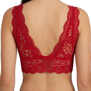 Kadın Dantel Bralet Crop Sütyen V Yaka Askılı Şık Esnek Rahat – Kırmızı