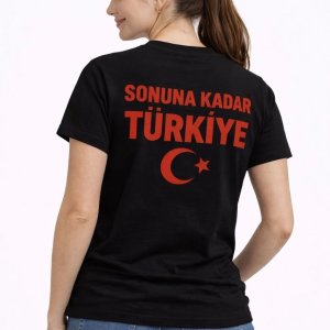 Kadın TÜRKİYE Ay Yıldız Baskılı Taraftar Forma T-Shirt – Siyah