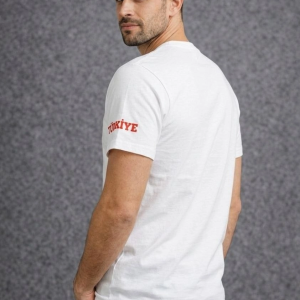Erkek TÜRKİYE Baskılı Tişört 2026 Dünya Kupası Taraftar Forma T-Shirt – Beyaz