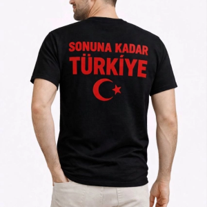Erkek TÜRKİYE Ay Yıldız Baskılı Taraftar Forma T-Shirt – Siyah