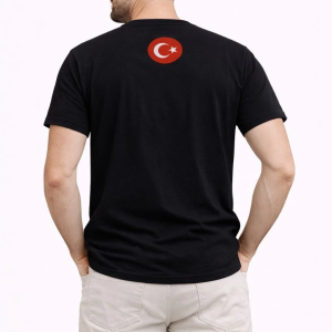 Erkek TÜRKİYE Baskılı Tişört Ay Yıldız 2026 Dünya Kupası Taraftar Forma T-Shirt – Siyah
