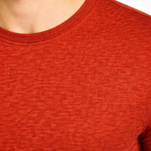 Erkek Flam Kumaş Melanj Dokulu Regular Fit Tişört Bisiklet Yaka Yazlık T-Shirt – Kiremit