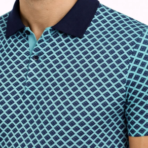 Erkek Pike Kumaş Polo Yaka Desenli Tişört Kısa Kol Yazlık T-Shirt – Turkuaz