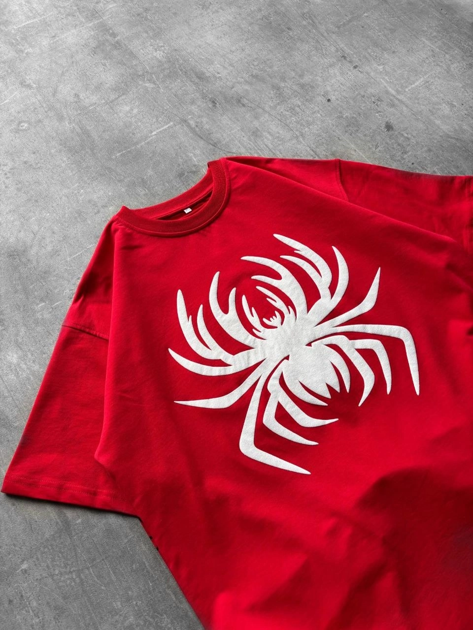 Erkek Örümcek Baskılı Tişört Kısa Kollu Bisiklet Yaka T-Shirt – Kırmızı