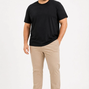 Erkek Battal Big Size Basic Tişört Bisiklet Yaka Rahat Kalıp T-Shirt – Siyah