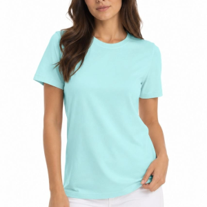 Kadın T-Shirt Bisiklet Yaka Slim Fit Likralı Tişört Günlük Basic Body – Turkuaz
