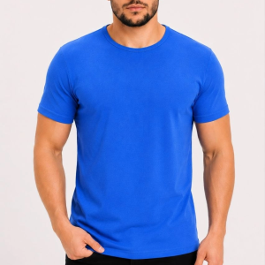 Erkek Basic Tişört Bisiklet Yaka Kısa Kol Günlük Yazlık Slim fit T-Shirt – Saks Mavisi