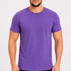 Erkek Basic Tişört Bisiklet Yaka Kısa Kol Günlük Yazlık Slim fit T-Shirt – Mor