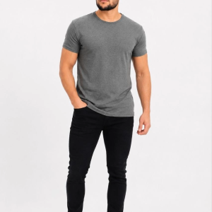 Erkek Basic Tişört Bisiklet Yaka Kısa Kol Günlük Yazlık Slim fit T-Shirt – Antrasit